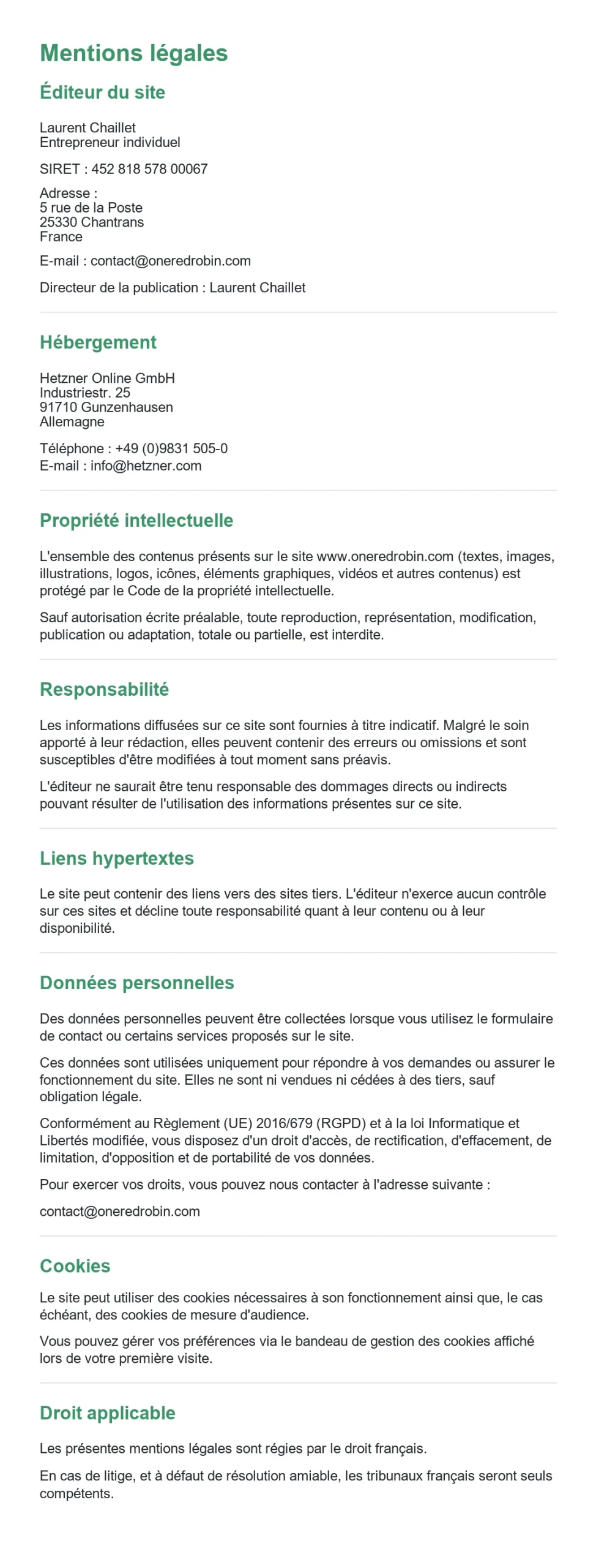 Mentions légales Brand Lab